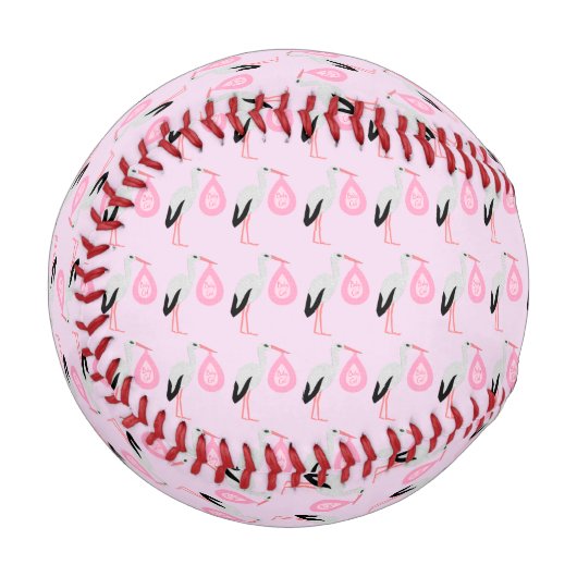 Hübsch Pink Baby Storch Baseball (Vorderseite Links)