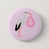 Hübsch Pink Baby Storch Button (Vorderseite)