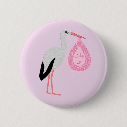 Hübsch Pink Baby Storch Button (Vorderseite)