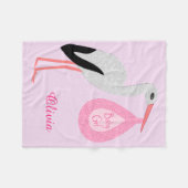 Hübsch Pink Baby Storch Custom Fleecedecke (Vorderseite (Horizontal))