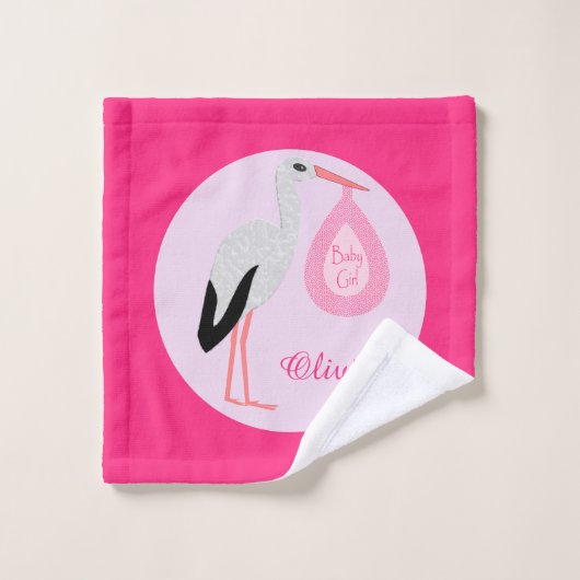 Hübsch Pink Baby Storch Custom Waschlappen (Waschlappen)