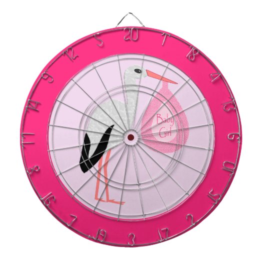 Hübsch Pink Baby Storch Dartscheibe (vorne)