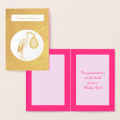 Hübsch Pink Baby Storch Folienkarte (Anzeige)