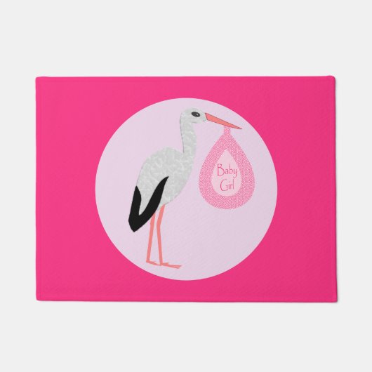 Hübsch Pink Baby Storch Fußmatte (Vorderseite)