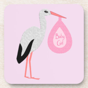 Hübsch Pink Baby Storch Getränkeuntersetzer