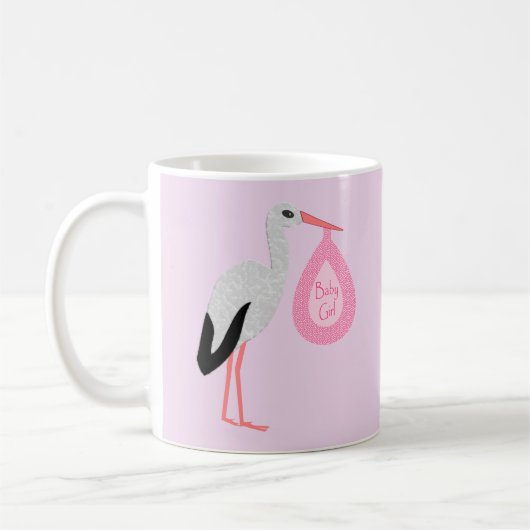 Hübsch Pink Baby Storch Kaffeetasse (Links)