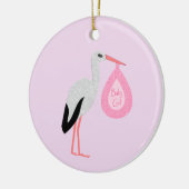 Hübsch Pink Baby Storch Keramik Ornament (Links)