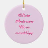 Hübsch Pink Baby Storch Keramik Ornament (Hinten)