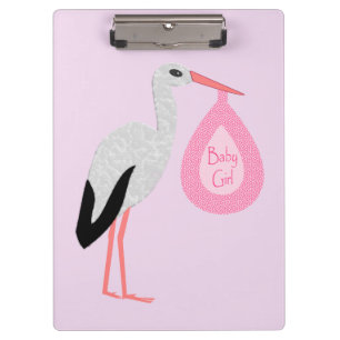 Hübsch Pink Baby Storch Klemmbrett
