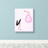Hübsch Pink Baby Storch Leinwanddruck (Insitu (Holzboden))