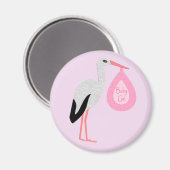 Hübsch Pink Baby Storch Magnet (Vorderseite/Rückseite)