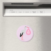 Hübsch Pink Baby Storch Magnet (In Situ (Geschirrspüler))