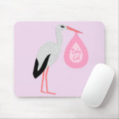 Hübsch Pink Baby Storch Mousepad (Mit Mouse)