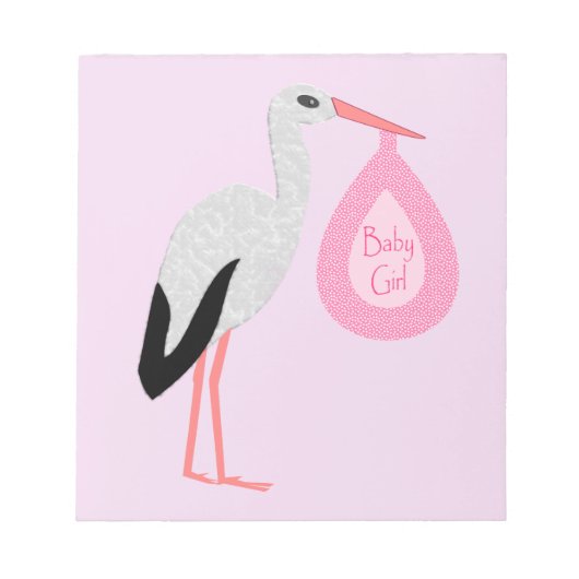 Hübsch Pink Baby Storch Notizblock (Vorderseite)