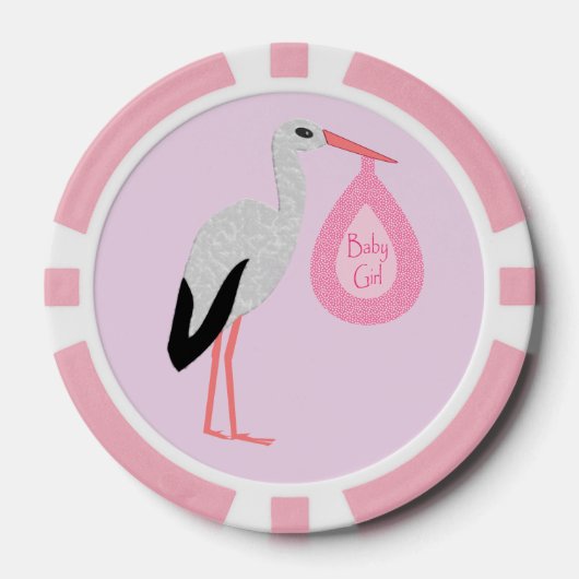 Hübsch Pink Baby Storch Pokerchips (Vorderseite)
