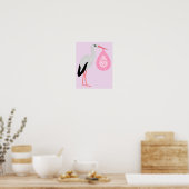 Hübsch Pink Baby Storch Poster (Küche)