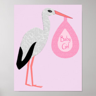 Hübsch Pink Baby Storch Poster
