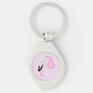 Hübsch Pink Baby Storch Schlüsselanhänger