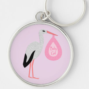 Hübsch Pink Baby Storch Schlüsselanhänger