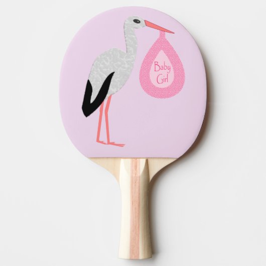 Hübsch Pink Baby Storch Tischtennis Schläger (Vorderseite)