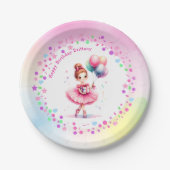 Hübsch Pink Ballerina Girls Geburtstagsparty Pappteller (Vorderseite)