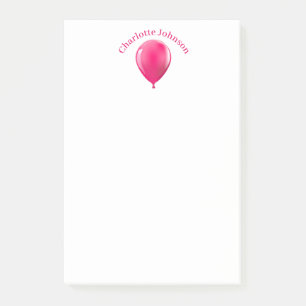 Hübsch Pink Balloon Name Personalisiert Post-it Klebezettel