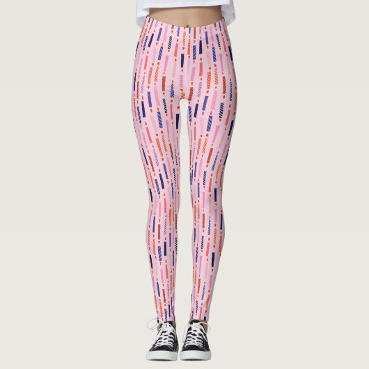 Hübsch Pink Birthday Candles Gemustert Leggings (Vorderseite)