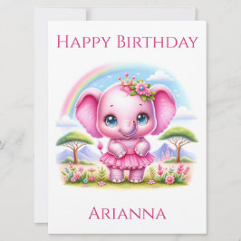 Hübsch Pink Birthday Elephant Birthday Card