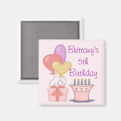 Hübsch Pink Birthday Magnet (Vorderseite/Rückseite)