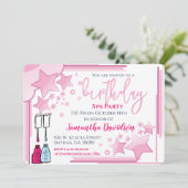 Hübsch Pink Birthday Wellness-Center Party Einladung (Stehend Vorderseite)