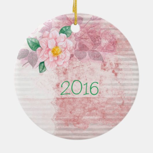 Hübsch Pink Bläserweihnachtsdekoration Keepake Keramik Ornament (Hinten)