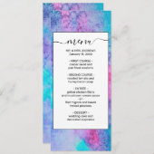 Hübsch Pink Blau Lila Salatfarben Kunst, Dichtung Menükarte (Vorne/Hinten)