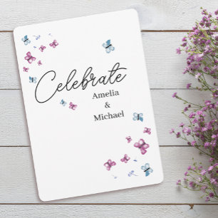 Hübsch-Pink-Blauer-Schmetterling-Hochzeit Einladung