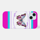 Hübsch Pink & Blue Butterfly iPhone 15 Fall iPhone 15 Hülle (Rückseite (Horizontal))