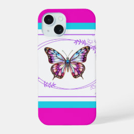 Hübsch Pink & Blue Butterfly iPhone 15 Fall iPhone 15 Hülle