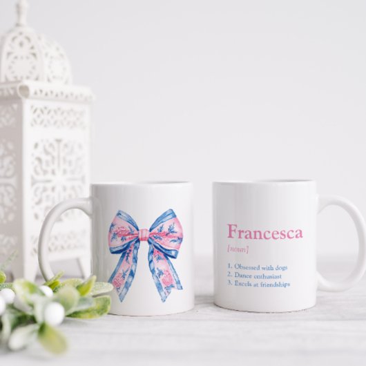 Hübsch Pink & Blue Chinoiserie Bow Friend Kaffeetasse
