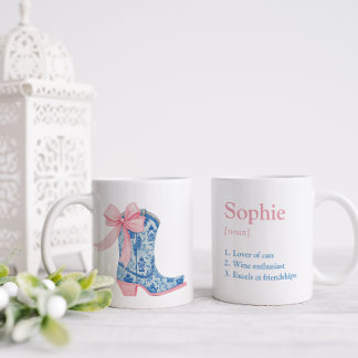 Hübsch Pink & Blue Chinoiserie Western Boot Friend Kaffeetasse