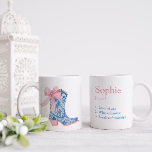 Hübsch Pink & Blue Chinoiserie Western Boot Friend Kaffeetasse