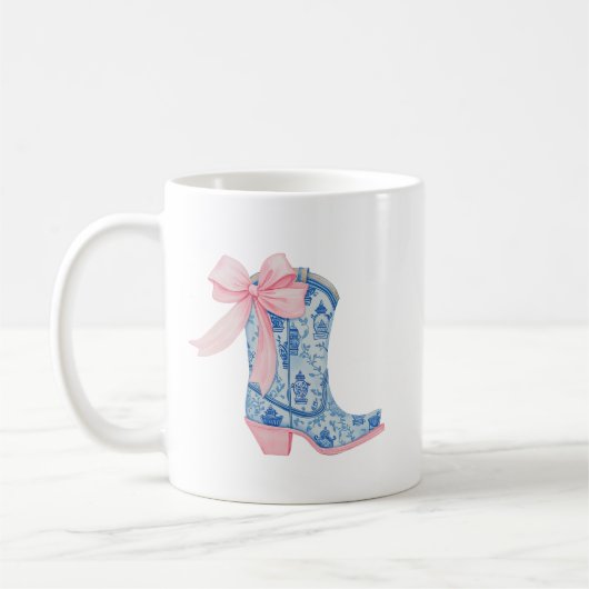 Hübsch Pink & Blue Chinoiserie Western Boot Friend Kaffeetasse (Links)