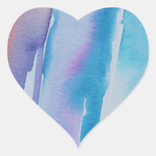 Hübsch Pink Blue Lila Trendy Modern Wash Herz-Aufkleber