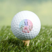 Hübsch Pink Blue Strip Monogramm Floral Golfball (Insitu T-Shirt)