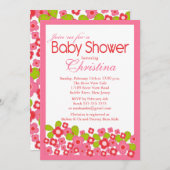 Hübsch Pink Blume Girl Baby Dusche Einladung (Vorne/Hinten)