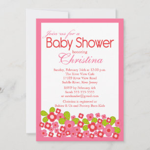 Hübsch Pink Blume Girl Baby Dusche Einladung