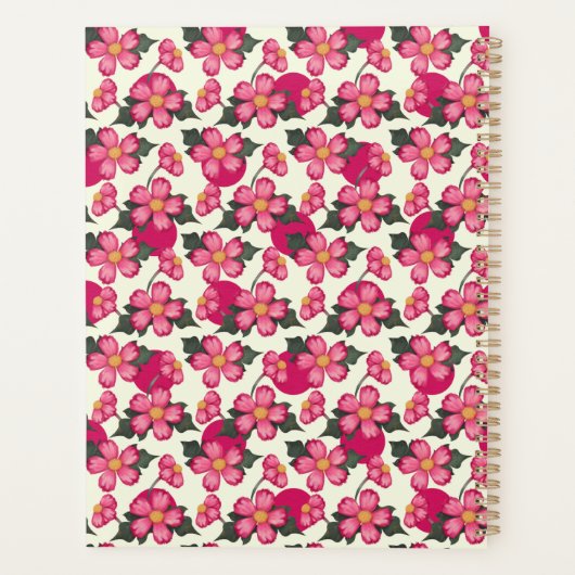 Hübsch Pink Blume Pattern Girly Planer (Rückseite)