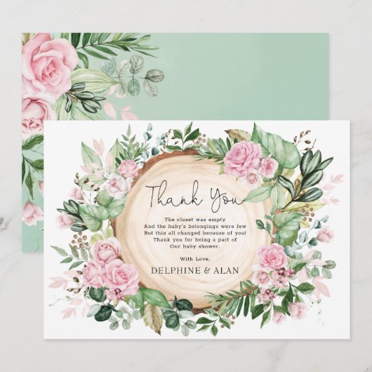 Hübsch Pink Blume Rose Garden Kinderdusche Dankeskarte (Vorne/Hinten)