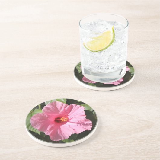 Hübsch Pink Blume Stone Untersetzer (Seite)