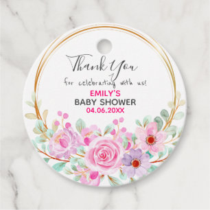 Hübsch Pink Blumenstrauß Dankeschön Kinderdusche Geschenkanhänger