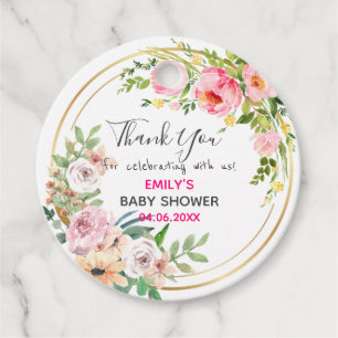 Hübsch Pink Blumenstrauß Dankeschön Kinderdusche Geschenkanhänger