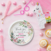 Hübsch Pink Blumenstrauß Dankeschön Kinderdusche Pappteller (Party)