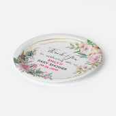 Hübsch Pink Blumenstrauß Dankeschön Kinderdusche Pappteller (Schrägansicht)